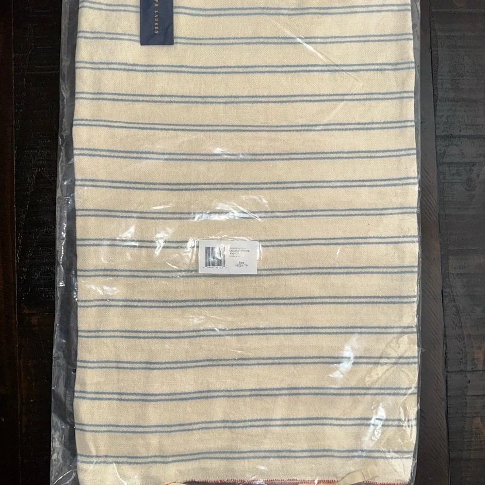 Ralph Lauren Home Cream and Blue Striped Pillow Shams (Pair)